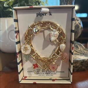 Piper Gold and Pink Chain-Link Bracelet